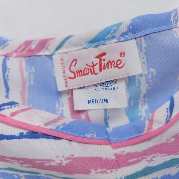 Smart Time Vintage Cotton Poly Embroidered Tulip House Spring Dress Medium - Picture 5 of 13